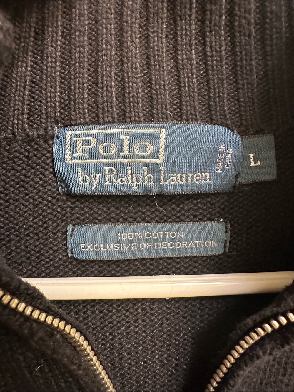 Ralph Lauren Men's Quarter-Zip Sweater in Black with Purple Pony - Picture 5 of 7